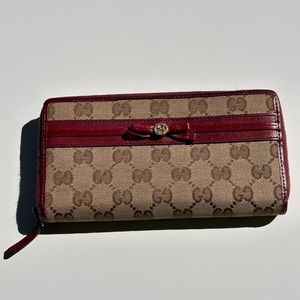Gucci GG Canvas Beige Zip Around Long Wallet